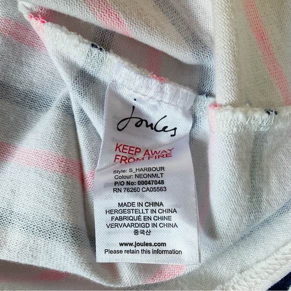 Joules Harbour Boat Neck Striped Breton Top in Neon Multi - Picture 9 of 11